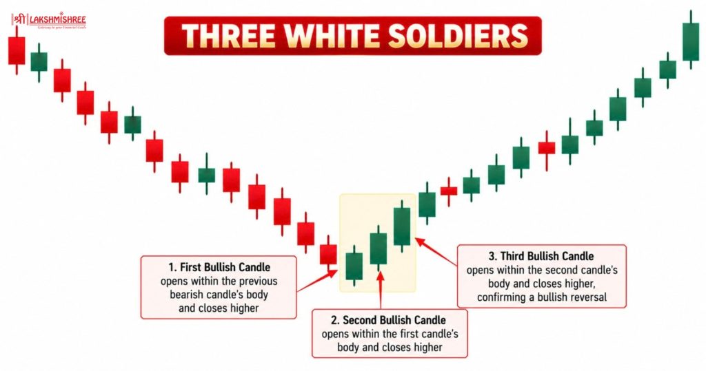 bullish candlestick Pattern 7. Three White Soldiers