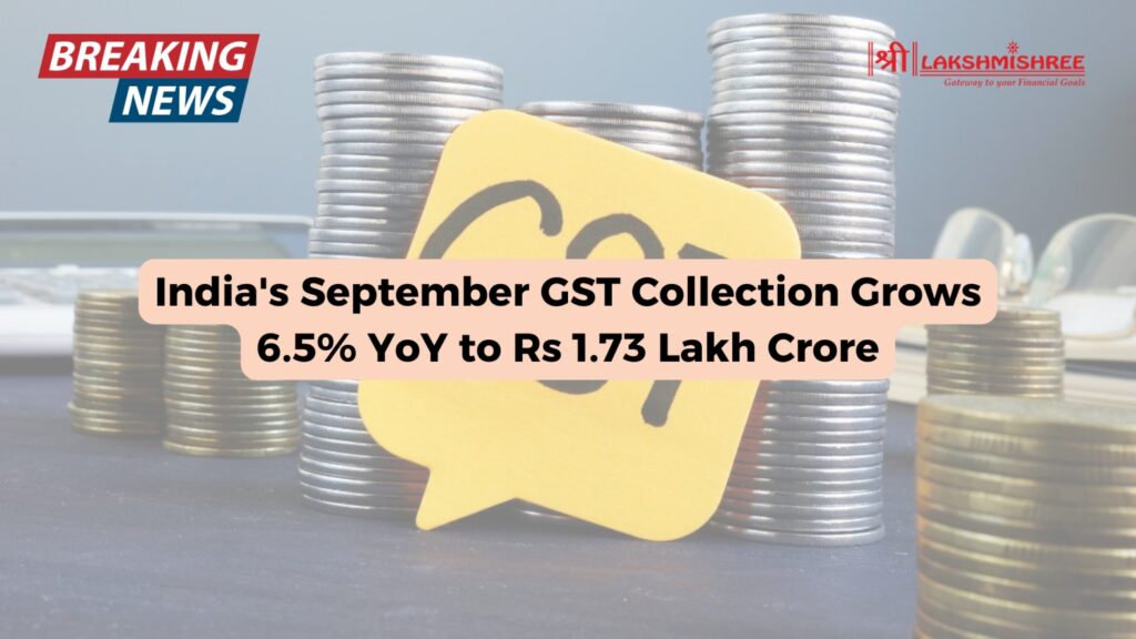 India's September GST Collection Grows 6.5% YoY to Rs 1.73 Lakh Crore