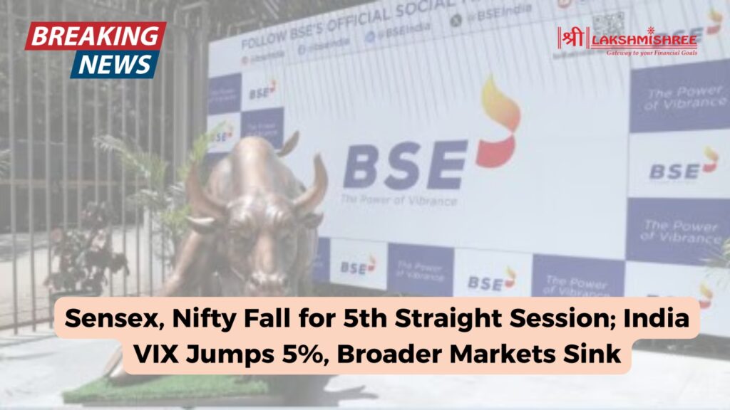 Sensex, Nifty Fall for 5th Straight Session; India VIX Jumps 5%, Broader Markets Sink