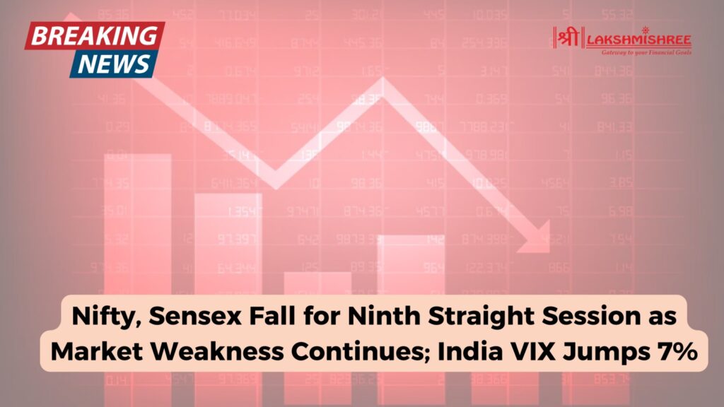 Nifty, Sensex Fall for Ninth Straight Session as Market Weakness Continues; India VIX Jumps 7%