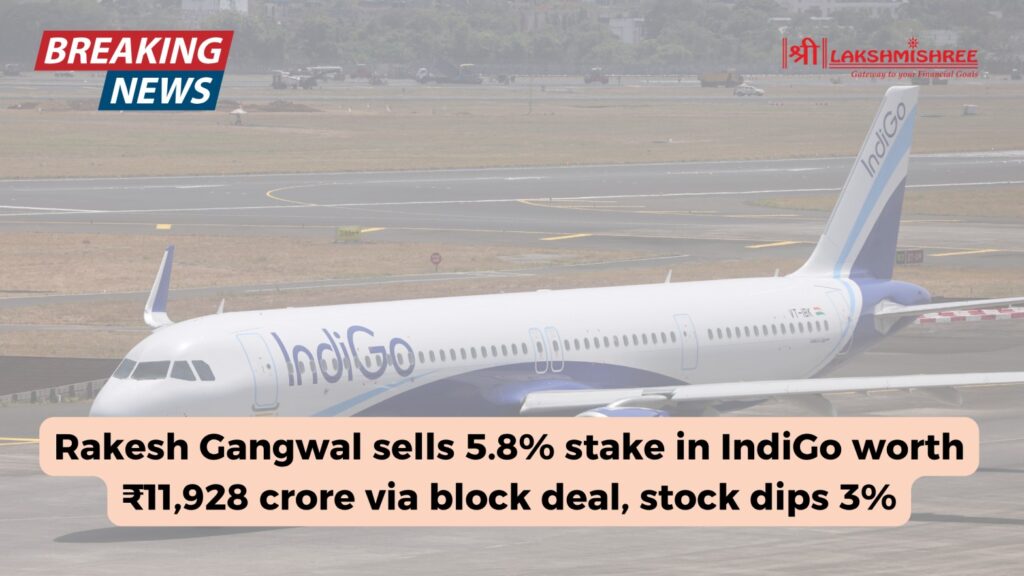 Rakesh Gangwal sells 5.8% stake in IndiGo worth ₹11,928 crore via block deal, stock dips 3%