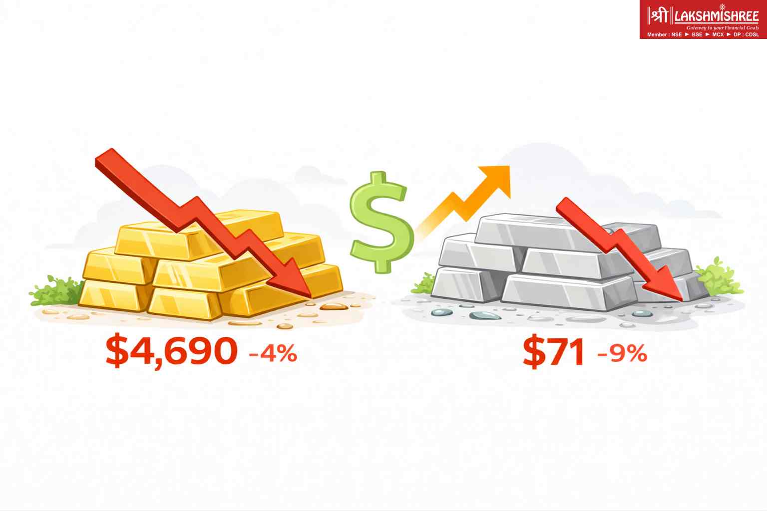 gold and silver falls sharply even as global tensions rise, signalling ...